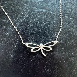Tiffany & Co. Sterling Silver and Diamond dragonfly necklace